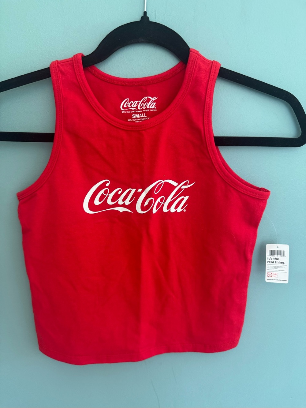 Coca Cola Red Crop Tank with White Script Logo